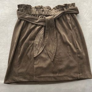 Dynamite faux suede paper bag skirt with tie belt